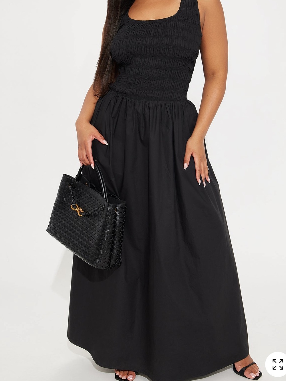 Fashion Nova Black Smocked Tank Maxi Dress